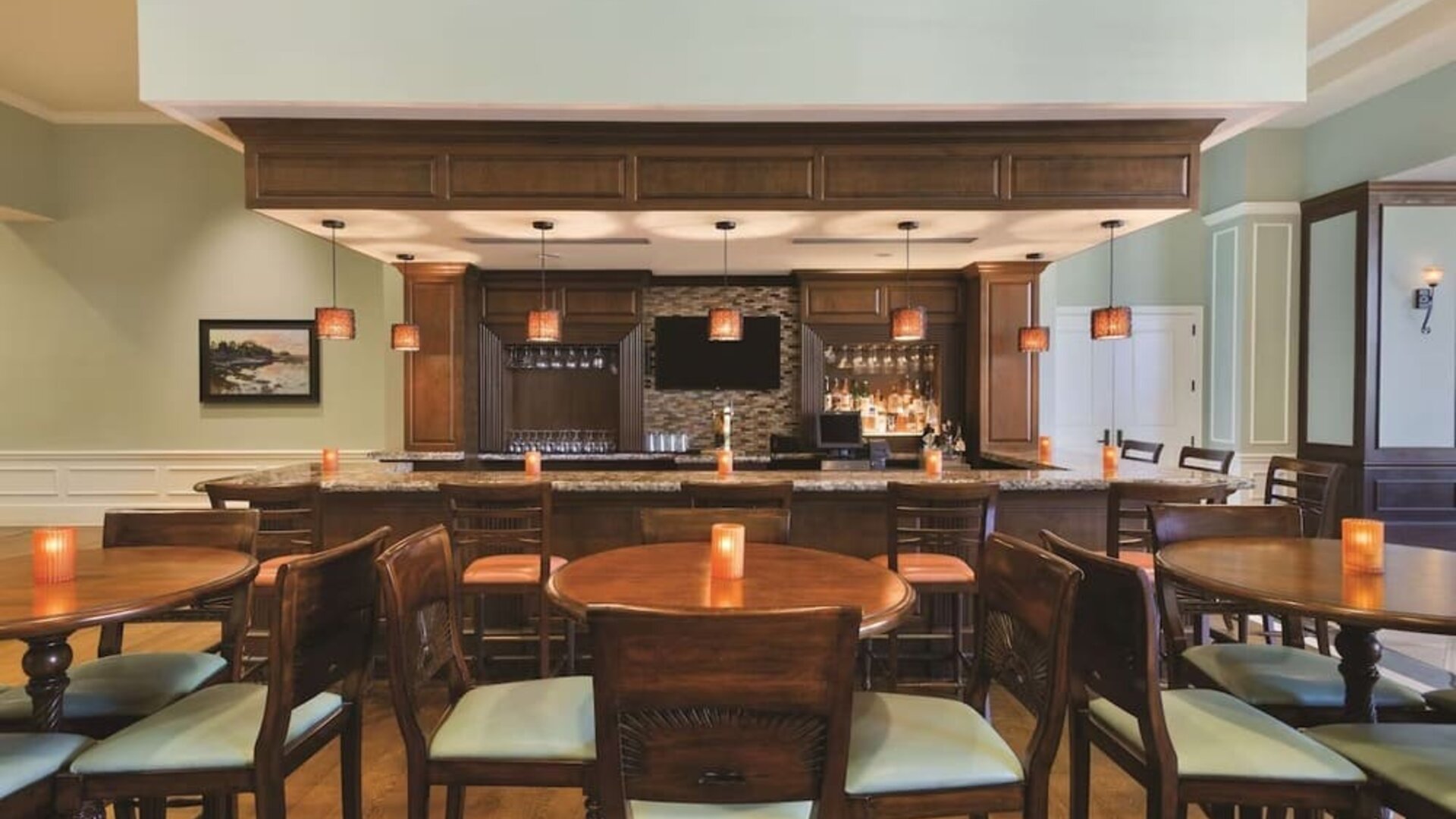 On-site bar and restaurant at Embassy Suites By Hilton Savannah.