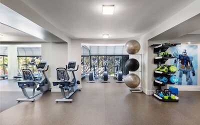 Fully equipped fitness center at Stanford Court San Francisco.