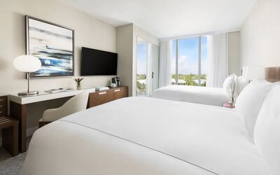 Day use twin room with work desk at The Altair Hotel Bay Harbor.