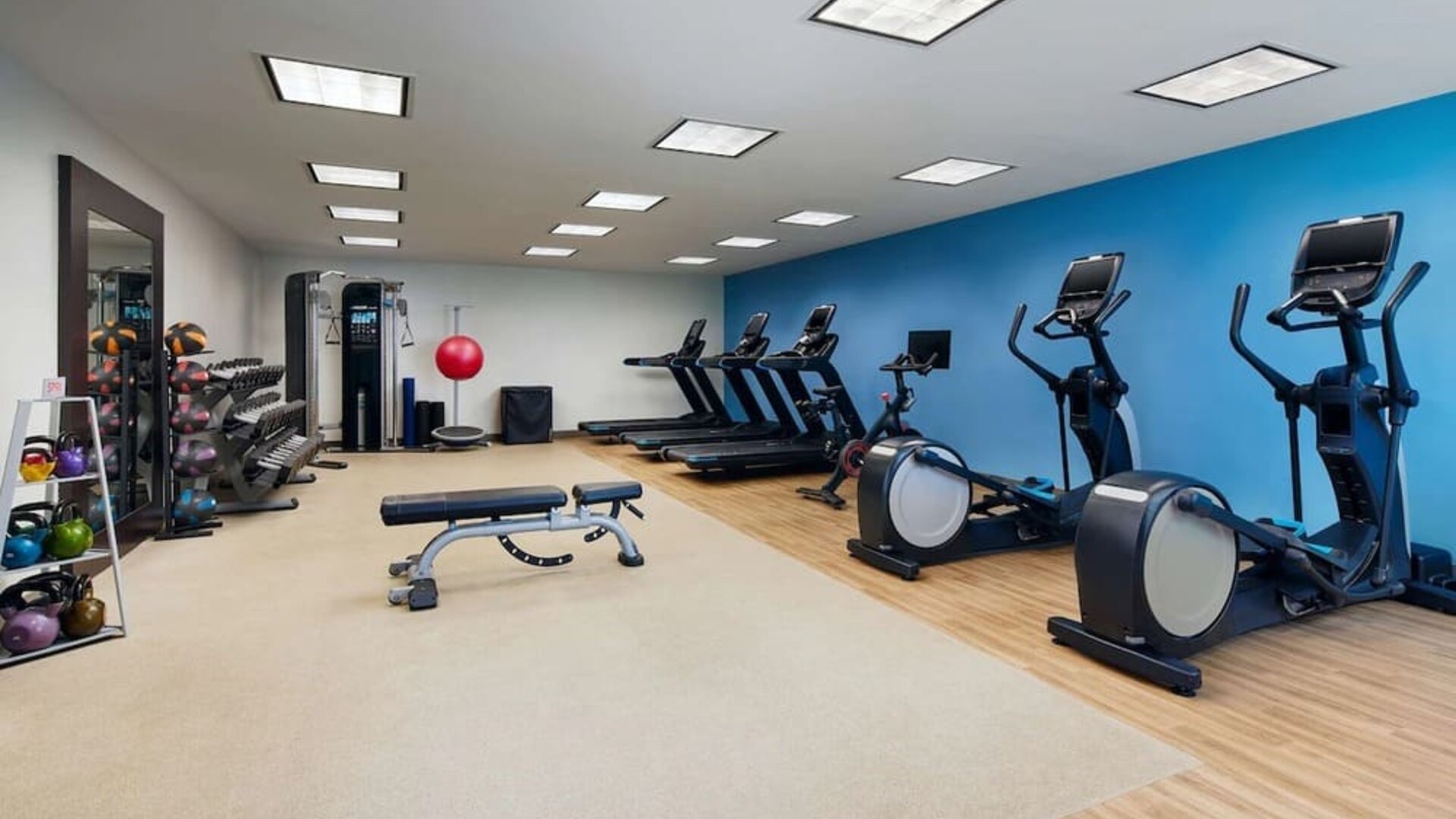 Fitness center at Embassy Suites By Hilton West Palm Beach Central.