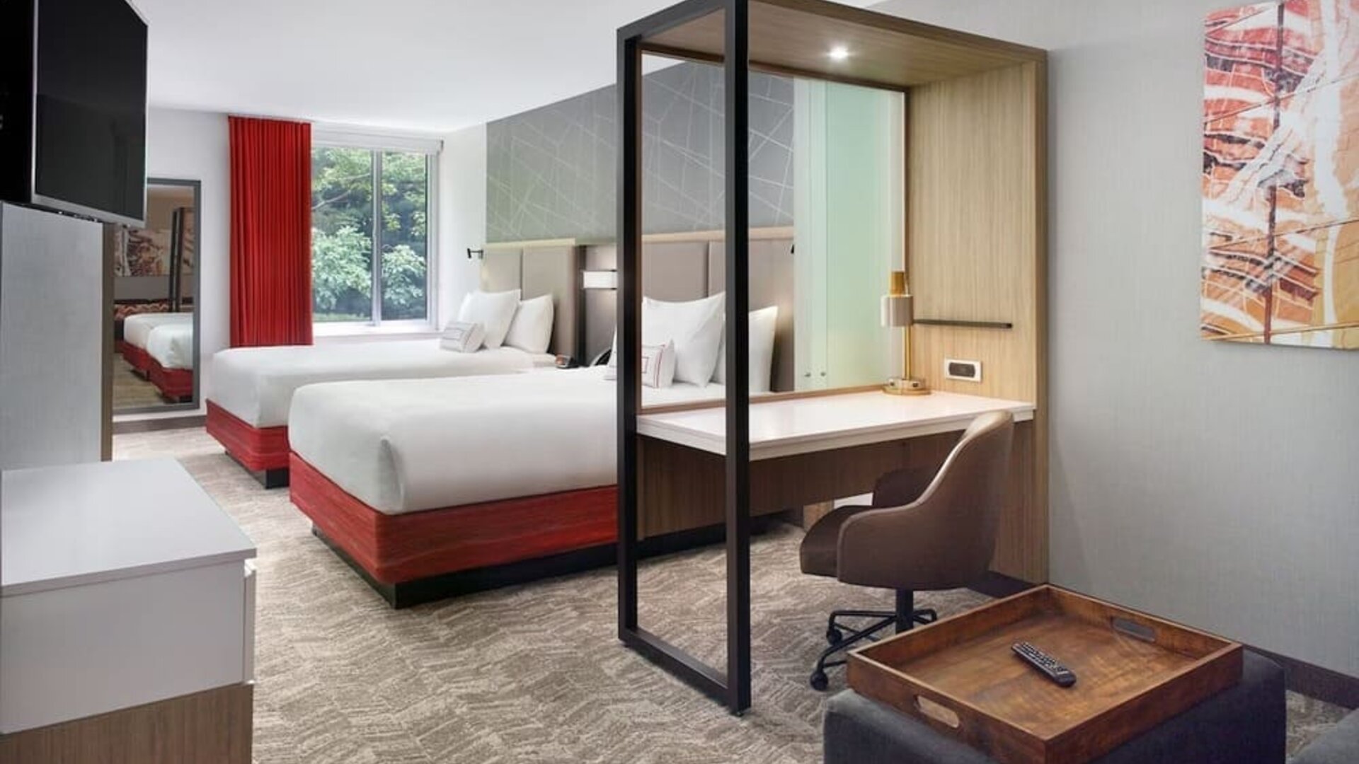 Day use twin room with workspace at 	SpringHill Suites Atlanta Northwest.