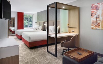 Day use twin room with workspace at 	SpringHill Suites Atlanta Northwest.