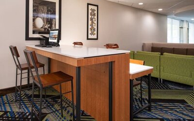 Lobby workspace at Holiday Inn Express Towson Baltimore North.