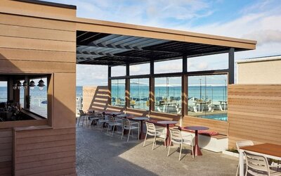 Beach club at Sea Crest Beach Hotel.