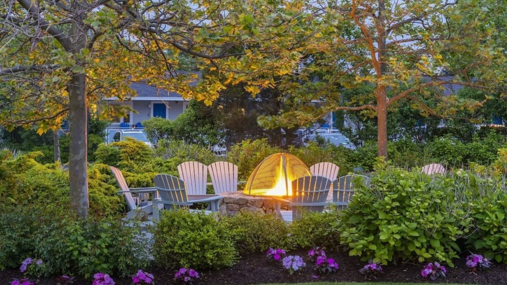 Outdoor lounge seating at Sea Crest Beach Hotel.