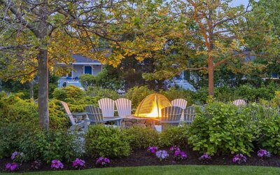 Outdoor lounge seating at Sea Crest Beach Hotel.