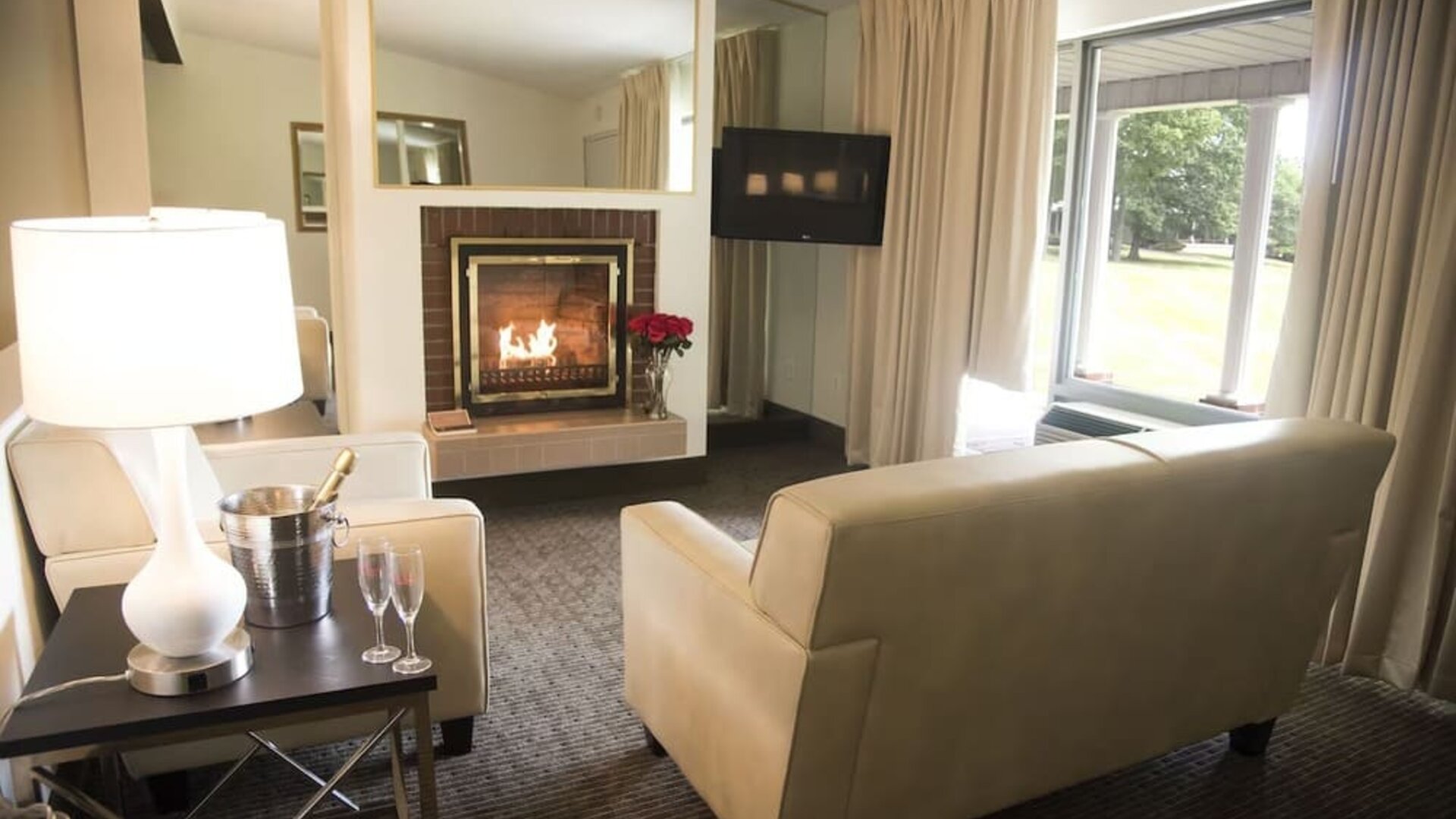 Fire place at Cove Haven Resort.