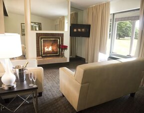 Fire place at Cove Haven Resort.