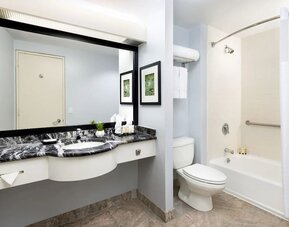 Guest bathroom at Millennium Hotel Broadway Times Square.