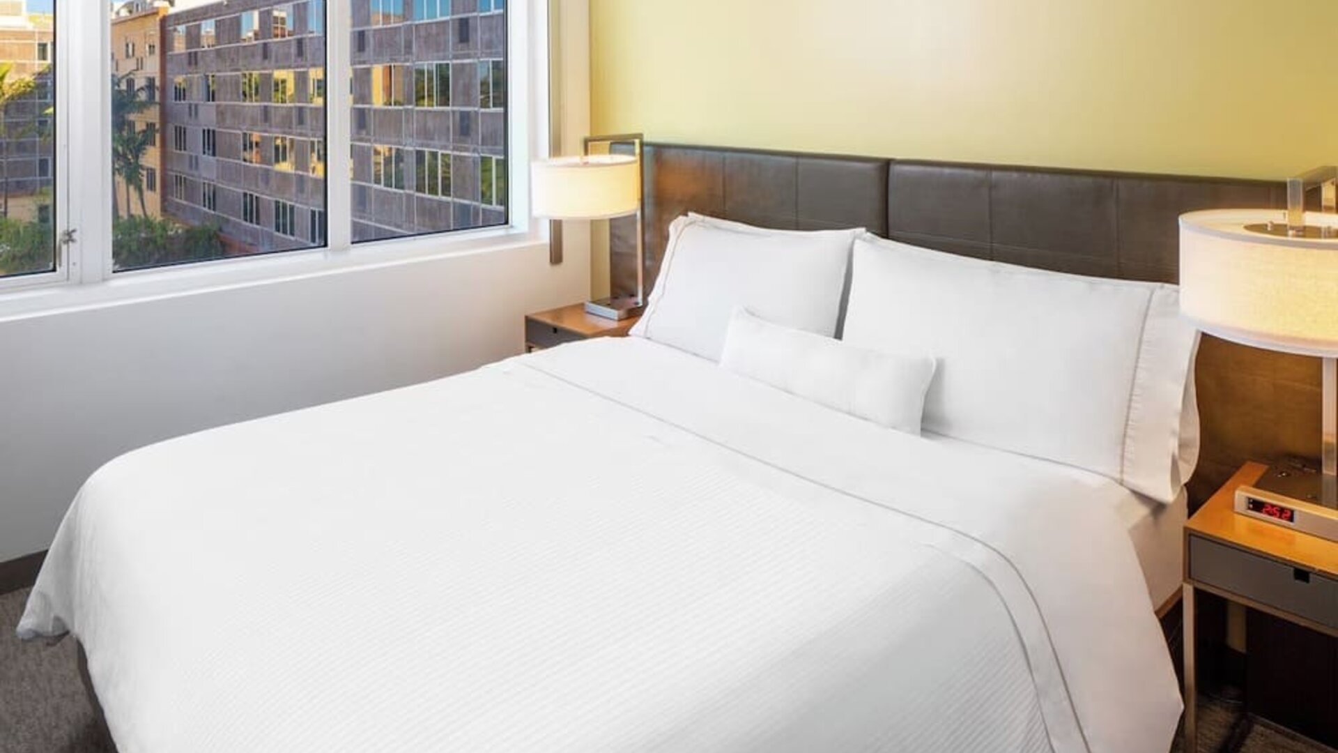 King bed at Element Miami International Airport.