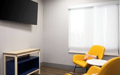 Lobby seating at Spark By Hilton Guelph.