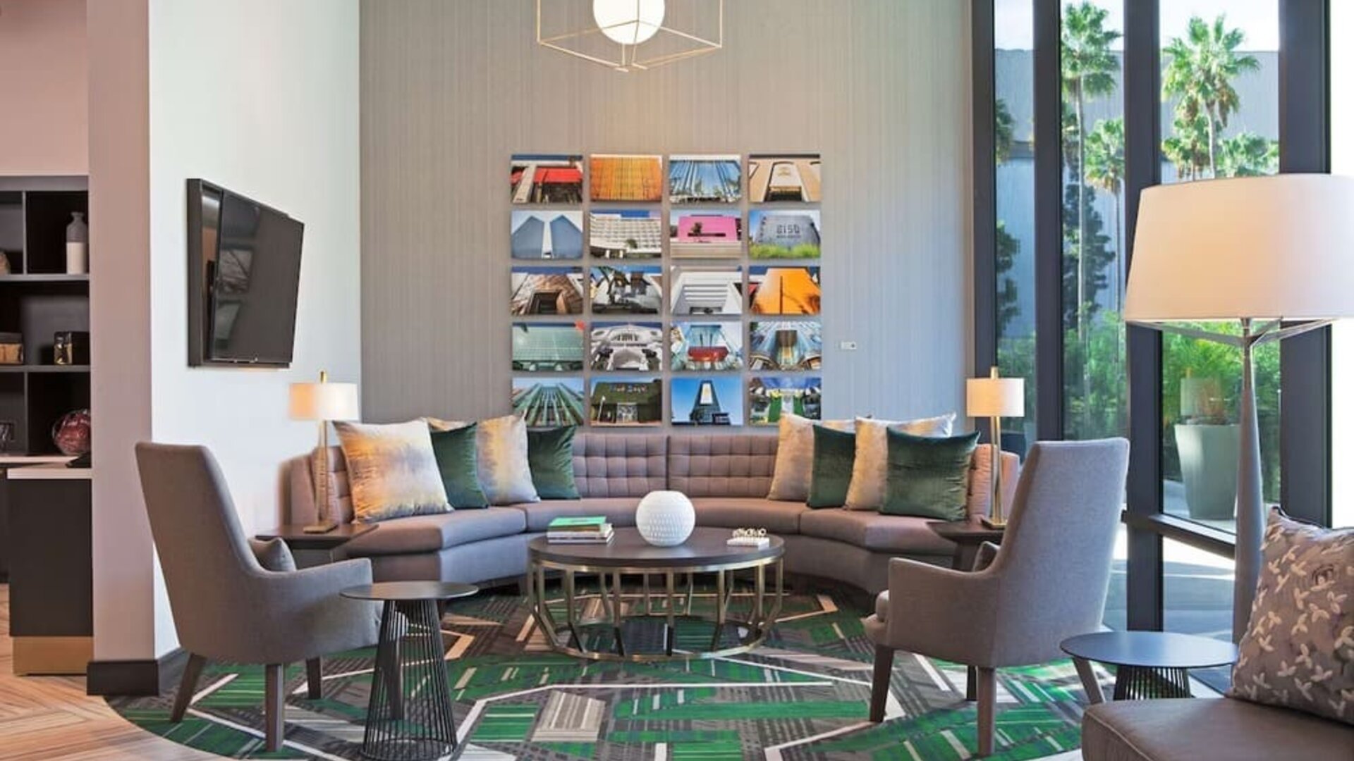 Coworking lounge at Homewood Suites By Hilton LAX Airport.
