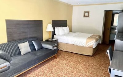 Spacious king suite at Hibiscus Inn & Suites.