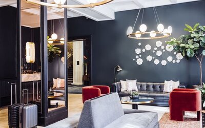 Lounge and coworking space at The Candler Hotel Atlanta, Curio Collection By Hilton.