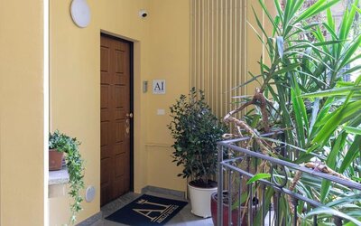 Hotel entrance at Aiello Hotels Isola Design District.