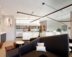 On-site bar and comfortable seating at Nu Hotel - Brooklyn.