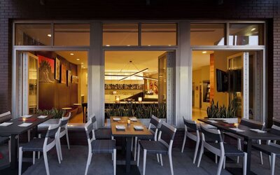 Outdoor dining area at Nu Hotel - Brooklyn.