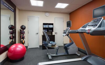 Well equipped fitness center at Hampton Inn Manhattan Chelsea.