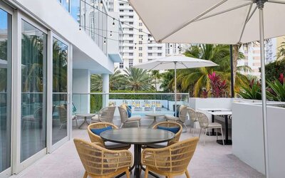 Terrace sitting area at Hyatt Centric Miami South Beach.