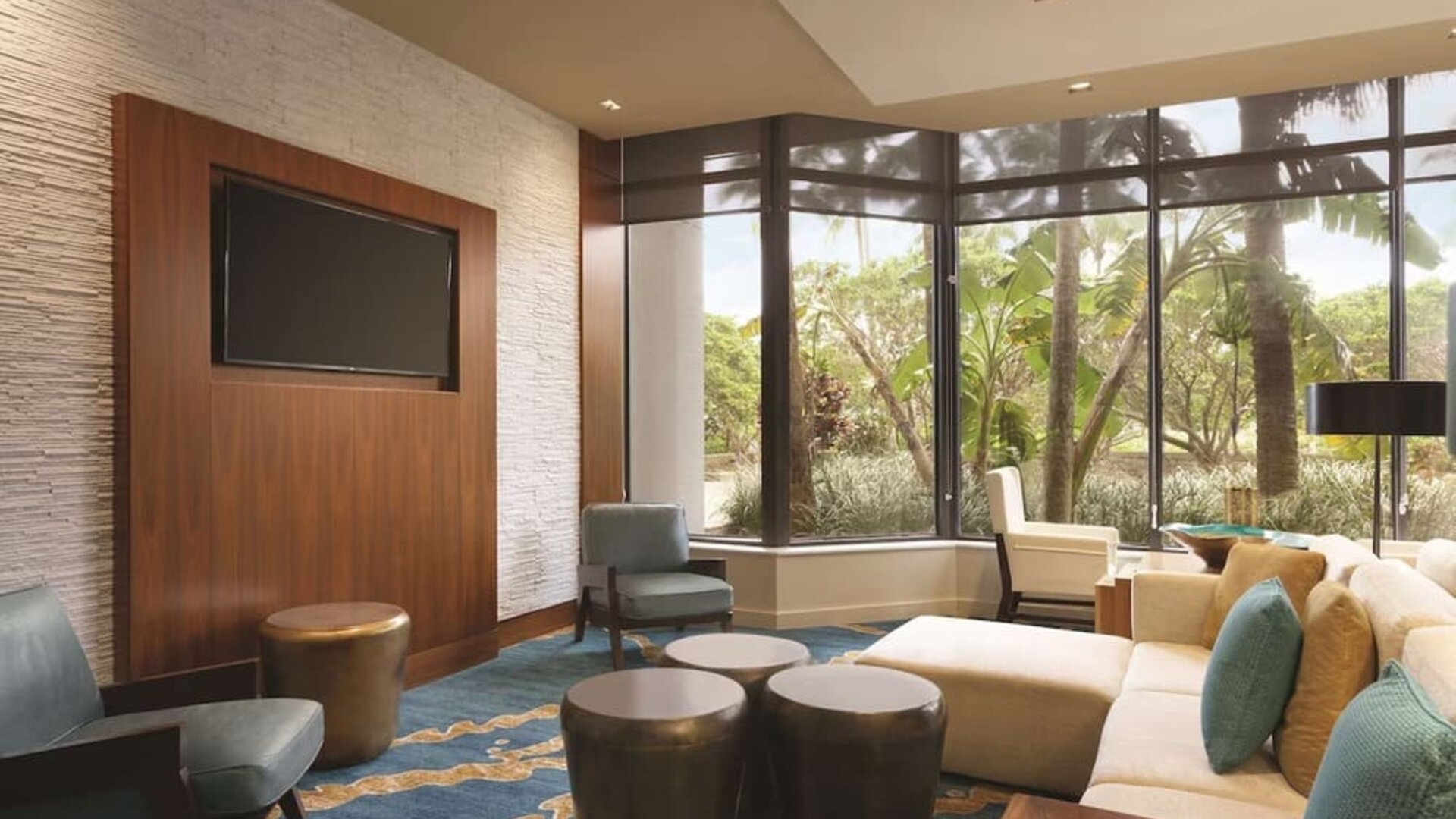 Lounge seating at Hilton Miami Airport Blue Lagoon.