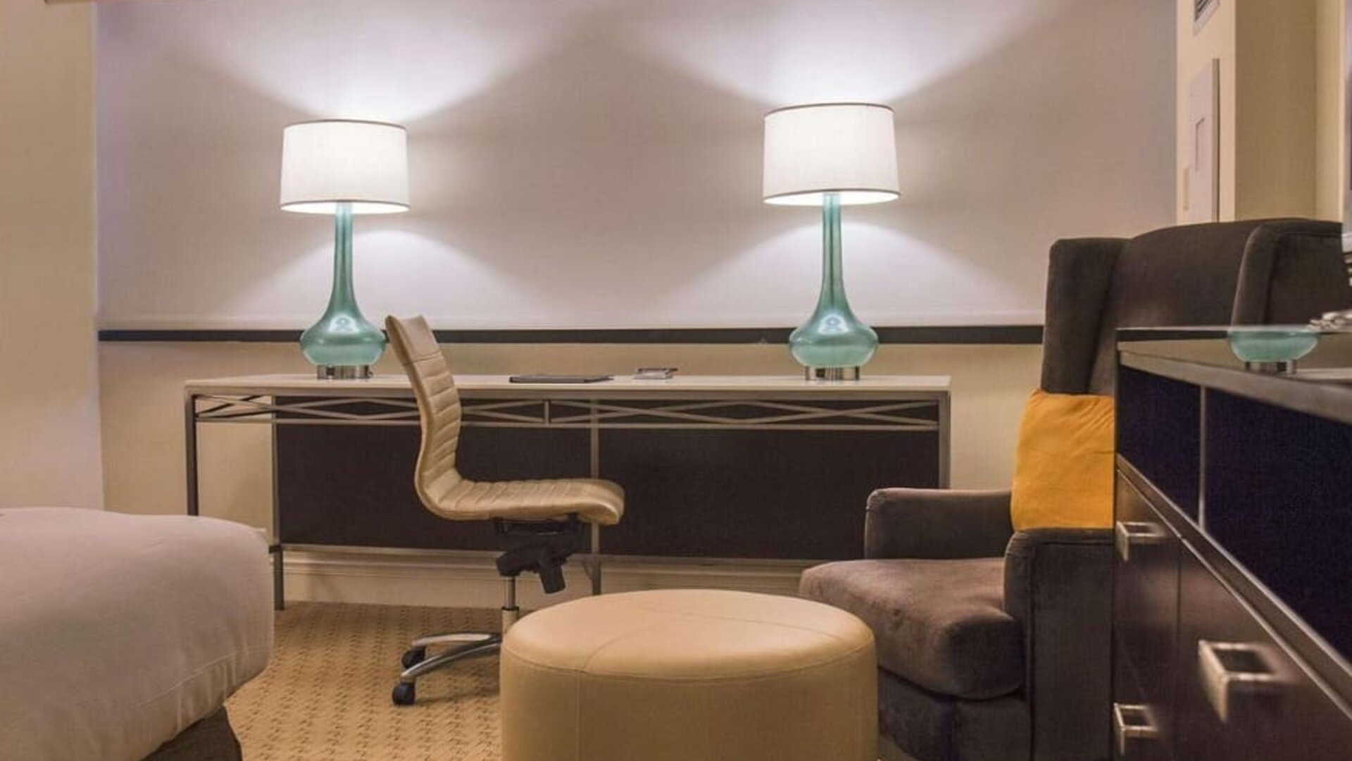 Day use room' workspace at Hilton Miami Airport Blue Lagoon.