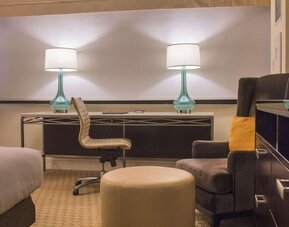 Day use room' workspace at Hilton Miami Airport Blue Lagoon.