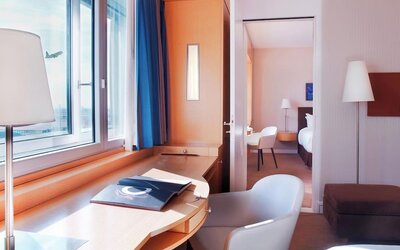 Day use room at Sheraton Paris Charles De Gaulle Airport Hotel.