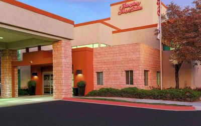 Hotel entrance at Hampton Inn & Suites Denver Tech Center.