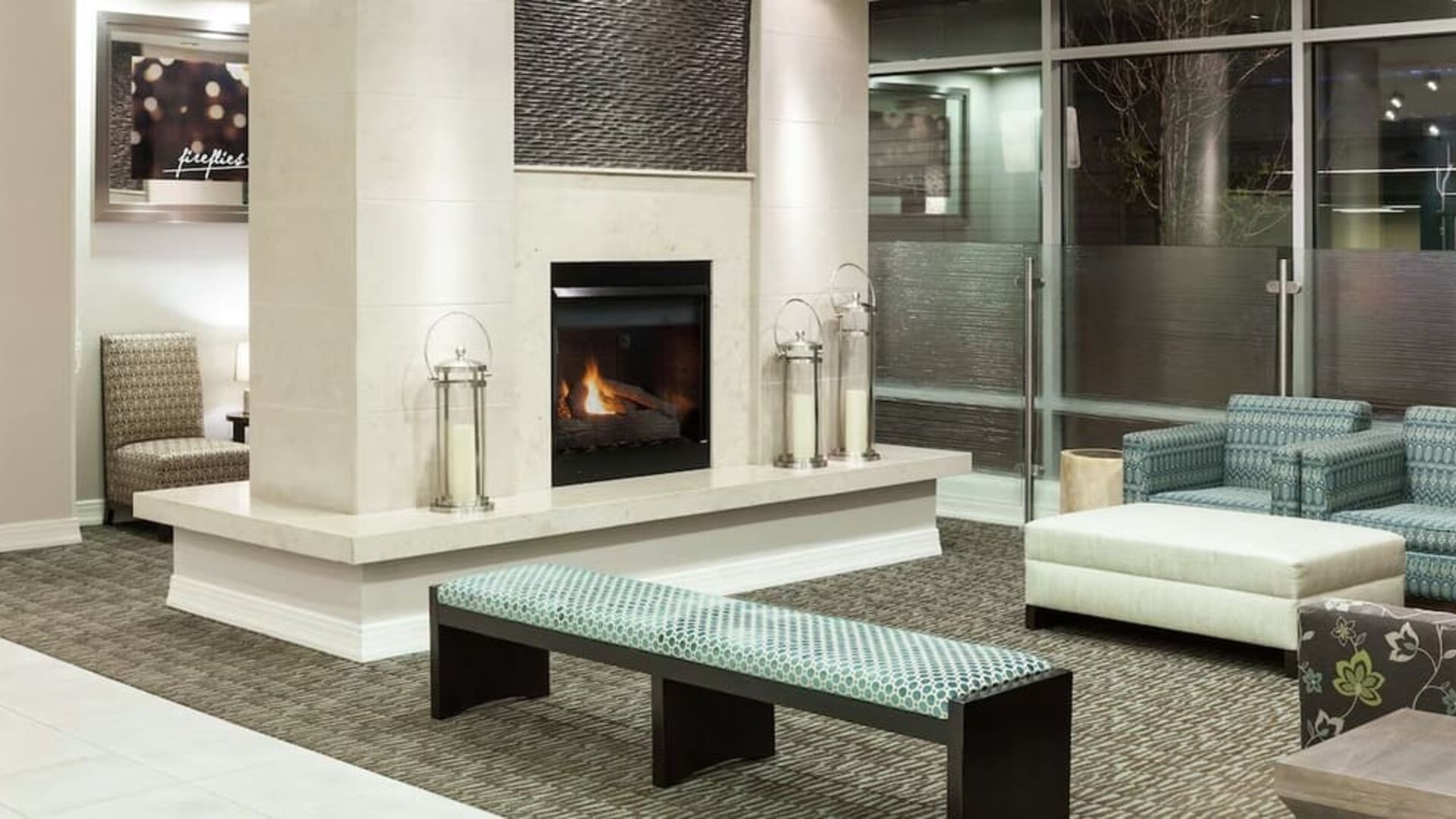 Lobby seating at Hilton Garden Inn Denver Downtown.