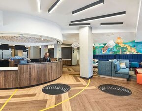 Lounge and coworking space at Tru By Hilton Ft. Lauderdale Airport.