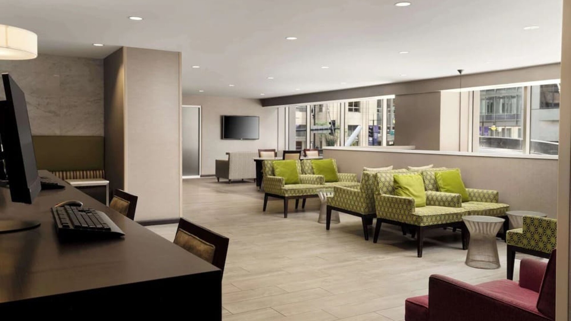 Business center at Homewood Suites By Hilton Chicago Downtown/Magnificent Mile.
