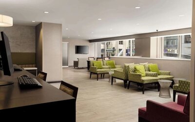 Business center at Homewood Suites By Hilton Chicago Downtown/Magnificent Mile.