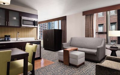 Day use room at Homewood Suites By Hilton Chicago Downtown/Magnificent Mile.
