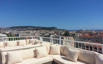 Panoramic terrace perfect for coworking at Splendid Hotel & Spa Nice.