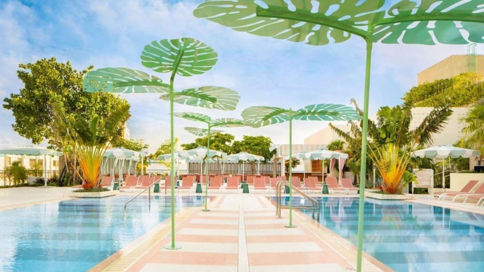 Beautiful outdoor pool with lounge chairs at The Goodtime Hotel.