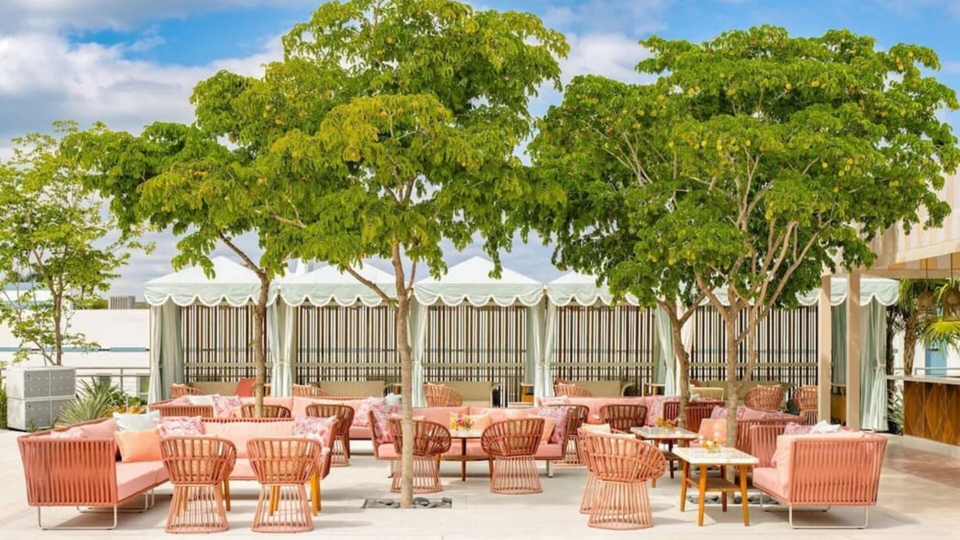 Terrace bar with lounge area at The Goodtime Hotel.