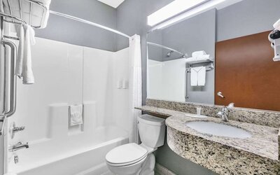 Guest bathroom at Microtel Inn And Suites By Wyndham Austin Airport.