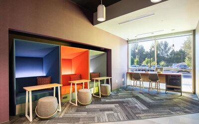 Coworking pods at Tru By Hilton Eugene.