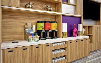 Dining room at Home2 Suites By Hilton San Francisco Airport North.