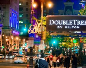 Hotel sign at DoubleTree By Hilton Philadelphia Center City.