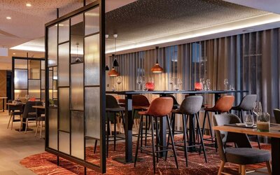 Hotel bar and lounge at Hilton Garden Inn Paris Orly Airport.