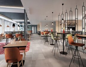 Hotel bar and lounge at Hilton Garden Inn Paris Orly Airport.