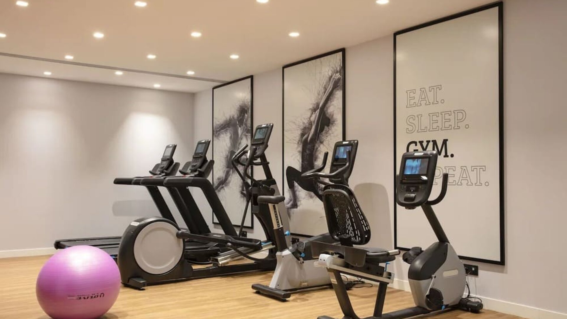 Fitness center at Hilton Garden Inn Paris Orly Airport.