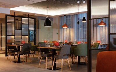 Hotel bar and lounge at Hilton Garden Inn Paris Orly Airport.