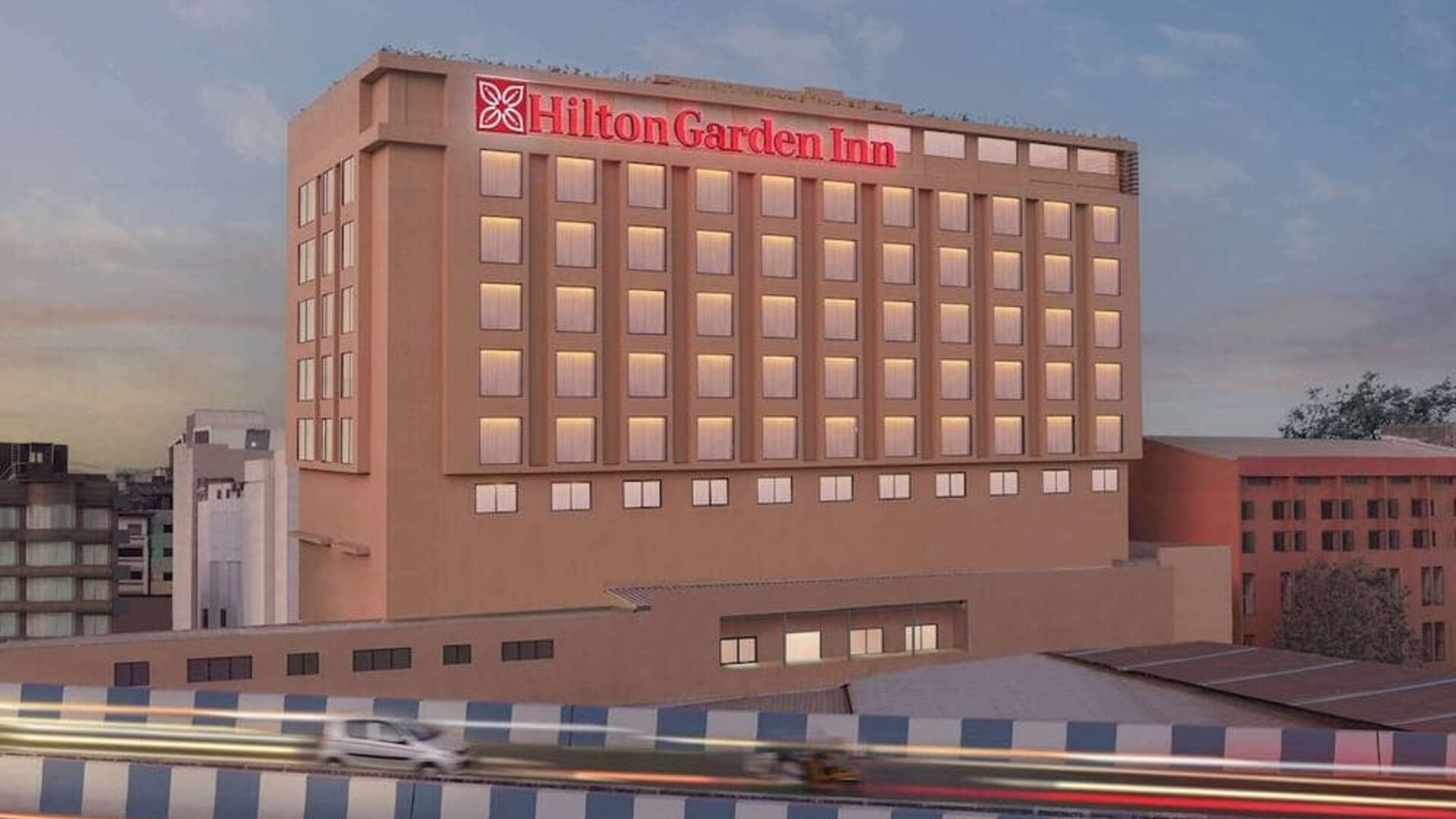 Hotel exterior at Hilton Garden Inn Surat City Centre.