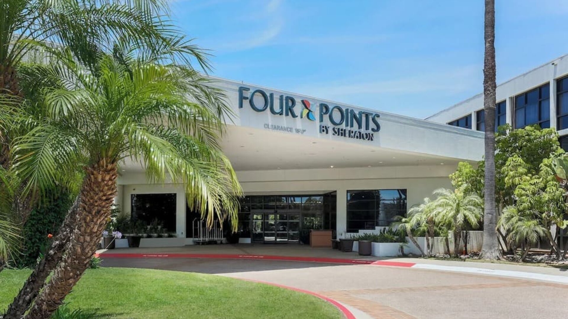 Hotel entrance at Four Points By Sheraton San Diego.