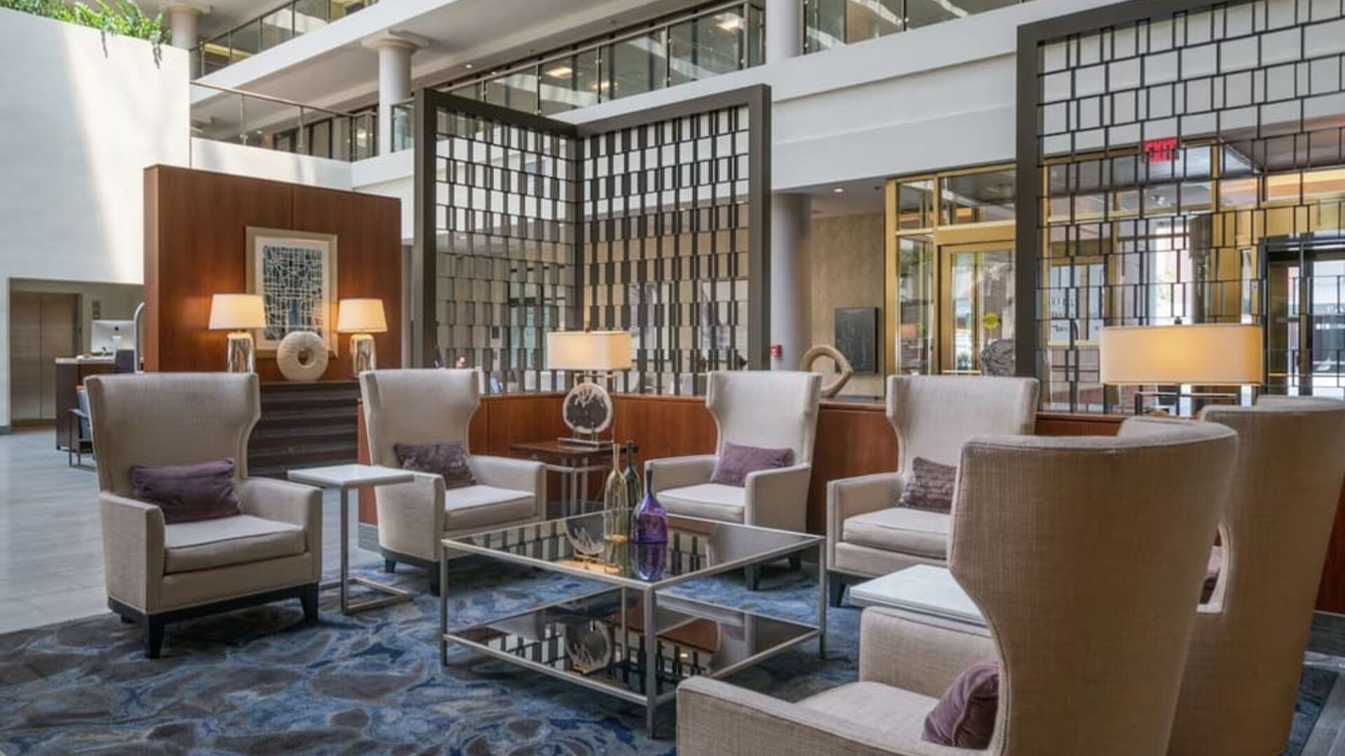 Lounge and coworking space at Embassy Suites By Hilton Washington DC Georgetown.