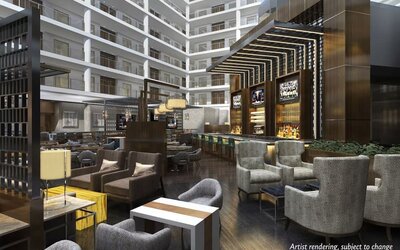 Lounge and coworking space at Embassy Suites By Hilton Washington DC Georgetown.