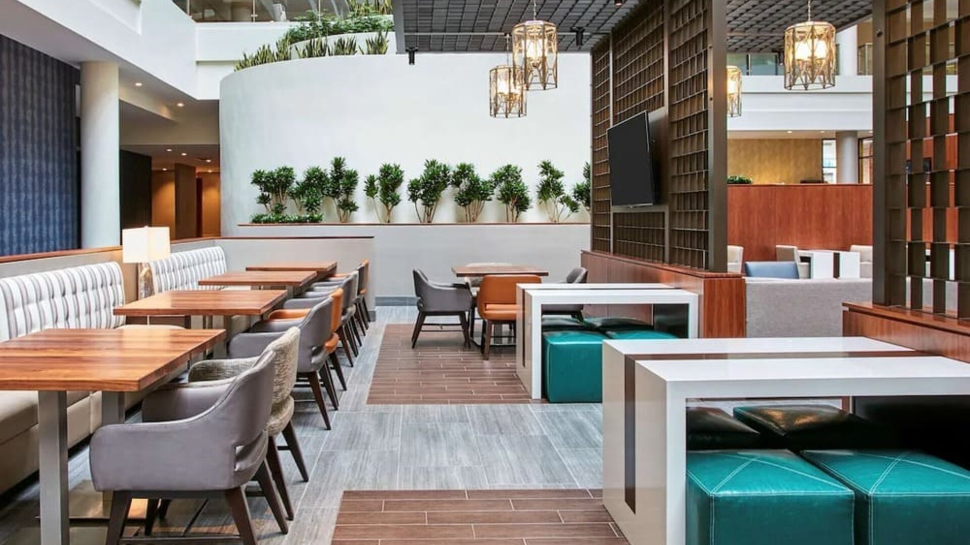 Lounge and coworking space at Embassy Suites By Hilton Washington DC Georgetown.