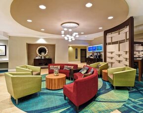 Lobby and lounge at SpringHill Suites Baltimore BWI Airport.